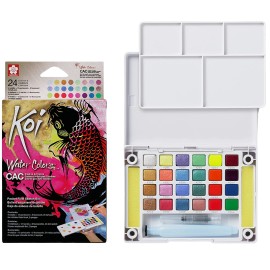 Acuarelas Fluorescentes Y Metálicos En Medias Pastillas Sakura Set 24 Piezas