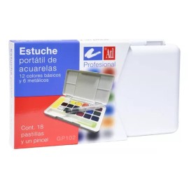 Acuarelas Profesionales Atl Set 18 Pastillas Estuche Pincel