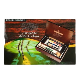 Acuarela Con Pinceles Daler Rowney Y Estuche De Madera 22 Piezas