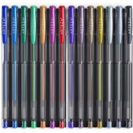 ARTEZA - Bolígrafos de gel metálicos, juego de 14, puntas de 0.8-1.0 mm