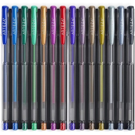 ARTEZA - Bolígrafos de gel metálicos, juego de 14, puntas de 0.8-1.0 mm