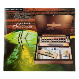 Acuarela Con Pinceles Daler Rowney Y Estuche De Madera 43 Piezas