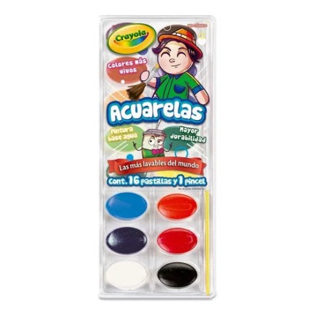 ACUARELAS CRAYOLA 16 PASTILLAS  Y 1 PINCEL