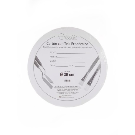 Bastidor De Cartón Con Tela Rodart Redondo 30cm Diámetro