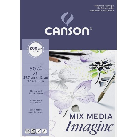 Block De Dibujo Canson Imagine Mix Media A4 29.7x42cm