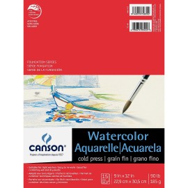 Block De Dibujo Canson Watercolor Acuarela 15 Hojas 185g 22.9X30.5 CM
