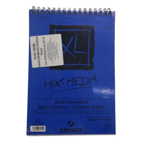 Block De Dibujo Canson XL Mix-Media A4 30 Hojas 300g
