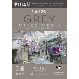 Block De Dibujo Grey Paint On Mixed Media Clairefontaine 17.8x25.4cm 20hojas