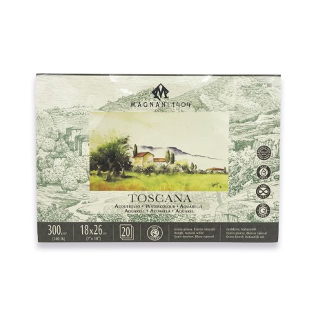 BLOCK MAGNANI 1404 ACUARELA 300G 18X26CM TOSCANA 20 HOJAS