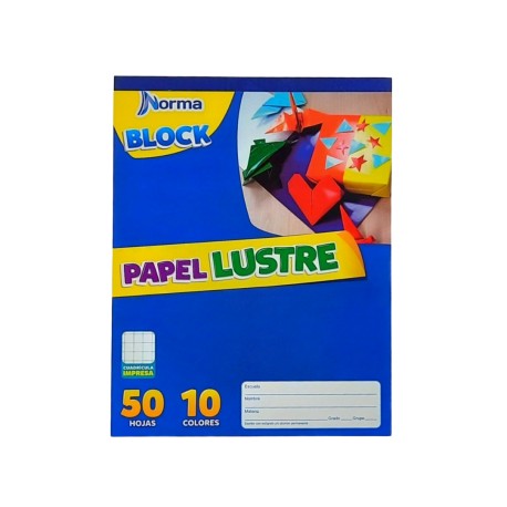Block Norma Creatividad Papel Lustre 50 Hojas