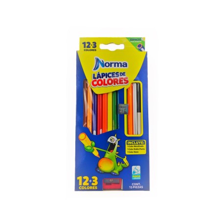 Caja C/15 Lápices De Colores Redondos Norma