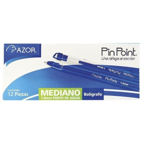 CAJA CON 12 BOLIGRAFOS AZUL PIN POINT