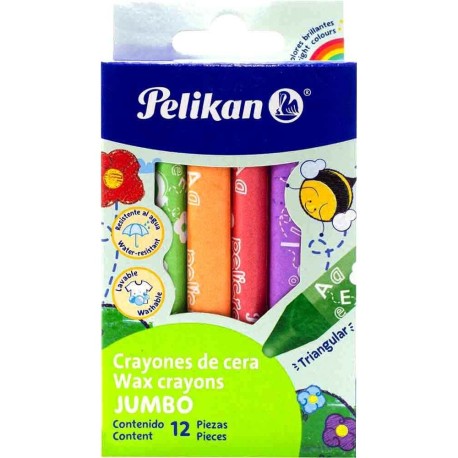 CAJA CON 12 PELICRAYONES JUMBO TRIANGULARES  PELIKAN