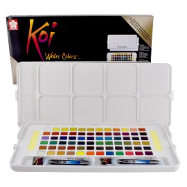 Caja Con 72 Medias Pastillas De Acuarela Koi Sakura