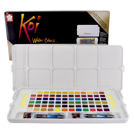 Caja Con 72 Medias Pastillas De Acuarela Koi Sakura