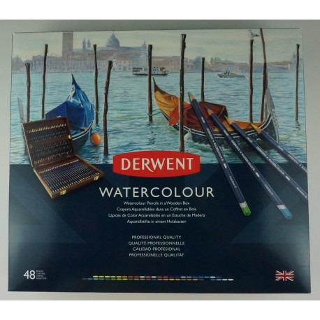 Caja De Madera Con 48 Lápices De Colores Watercolour Derwent