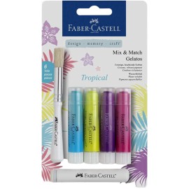 Ceras Acuarelables Gelatos Tonos Pastel Tropicales 121807 Faber Castell Set 6 Piezas