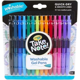 CRAYOLA Take Note 14 plumas de gel, lavables, punto medio 0.7mm