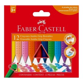 Crayones Borrables Jumbo Triangulares 243012 Faber Castell Set 12 Piezas