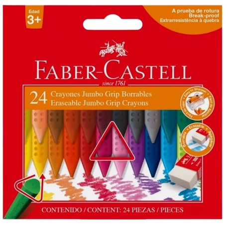Crayones Borrables Jumbo Triangulares 243024 Faber Castell Set 24 Piezas