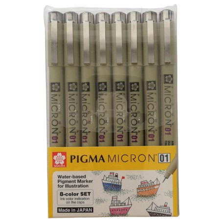Estilógrafo Pigma Micron 01 Sakura Estuche Con 8 Piezas