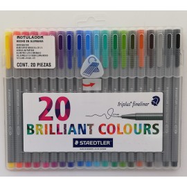 Estuche con 20 Rotuladores Staedtler triplus fineliner 0.3mm