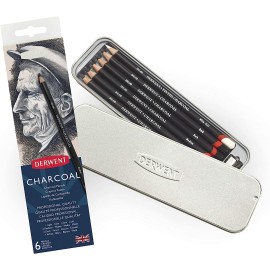 Estuche Con 6 Lápices De Carbón Derwent + Sacapuntas