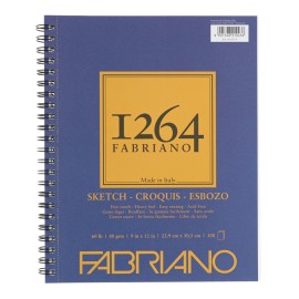 Fabriano 1264 Bloc de dibujo en espiral 22.9x30.5cm 100 hjs.