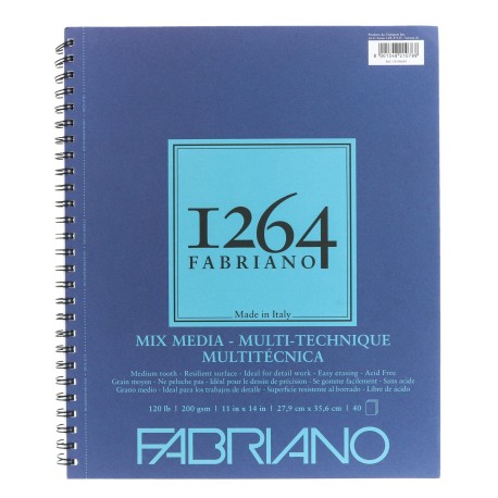 Fabriano 1264 Bloc en espiral para medios mixtos 200gr 40 hojas