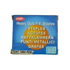 Grapa Metálica Eagle Heavy Duty 7/8" 23/23 Caja Con 1000 Piezas