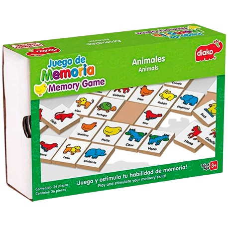 Juego De Memoria De Animales Didactico 36 Piezas Diako