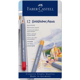 Lápices De Colores Acuarelables Goldfaber Aqua 114612 Faber Castell Estuche Con 12 Piezas