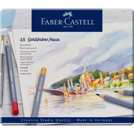 Lápices De Colores Acuarelables Goldfaber Aqua 114648 Faber Castell Estuche Con 48 Piezas