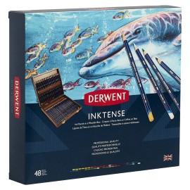Lápices De Colores Inktense Derwent 2301660 Estuche De Madera Con 48 Piezas