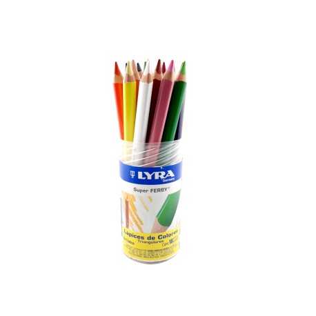 Lápices De Colores Largos Lyra Super Ferby Triangulares Bote Con 18 Piezas