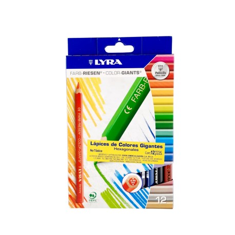 Lápices De Colores Lyra Gigantes Hexagonales Caja Con 12 Piezas