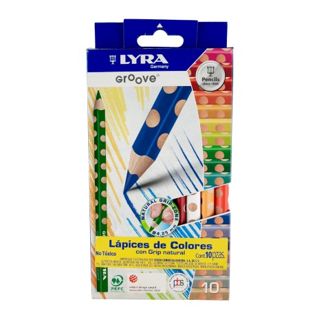 Lápices De Colores Lyra Groove Con Grip Caja Con 10 Piezas
