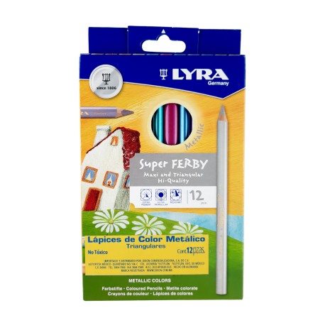 Lápices De Colores Lyra Super Ferby Metálicos Caja Con 12 Piezas