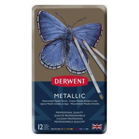 Lapices De Colores Metallic Watersoluble 0700456 Derwent Estuche Con 12 Piezas