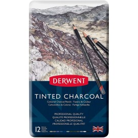 Lápices De Colores Tinted Charcoal 2301690 Derwent Estuche Con 12 Piezas