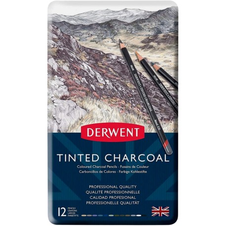 Lápices De Colores Tinted Charcoal 2301690 Derwent Estuche Con 12 Piezas
