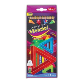 LAPICES TRIANGULARES DE COLORES VIVIDEL 12 PZAS.