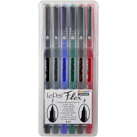 Marcador Punta Flexible LePen Flex 4800-6A Marvy Uchida Set Con 6 Piezas