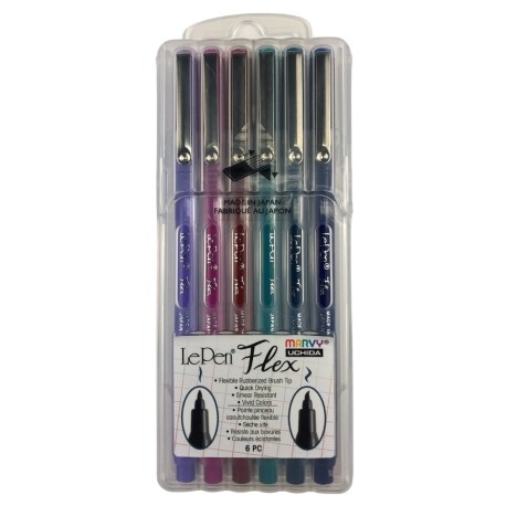 Marcador Punta Flexible LePen Flex 4800-6B Marvy Uchida Set Con 6 Piezas