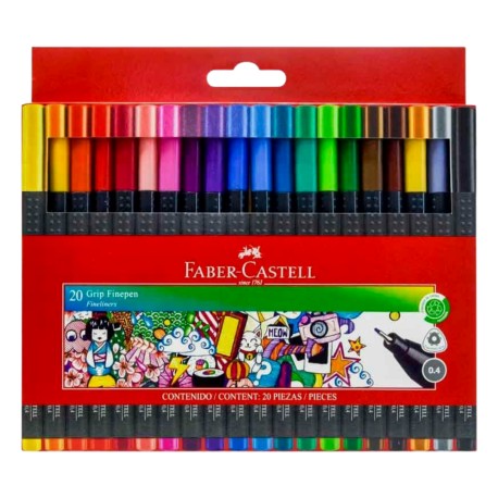 Marcadores Base Agua De Punta Fina 451420 Faber Castell Set 20 Piezas