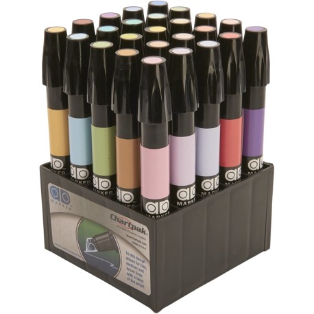 Marcadores Chartpak Set Colores Básicos Estuche Con 25 Piezas