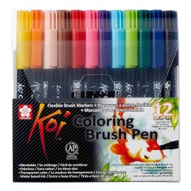 Marcadores De Pincel Flexible Koi Sakura Set De 12 Piezas