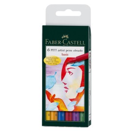 Marcadores De Tinta China Pitt Artist Basic Brush 167103 Faber Castell Set 6 Piezas
