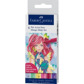 Marcadores De Tinta China Pitt Artist Manga Shojo 167155 Faber Castell Set 6 piezas