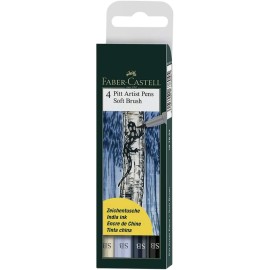 Marcadores De Tinta China Pitt Artist Soft Brush 167804 Faber Castell Set 4 Piezas